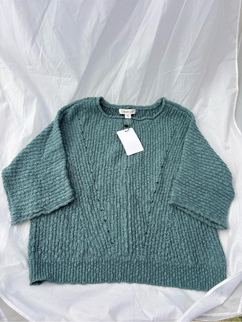 Teal Ribbed Knit Sweater - Relaxed Fit